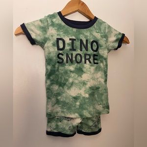 Old Navy ‘Dino Snore’ Boys 4T Green Tye-Dyed Snug Fit Short-Sleeve Pajama Set